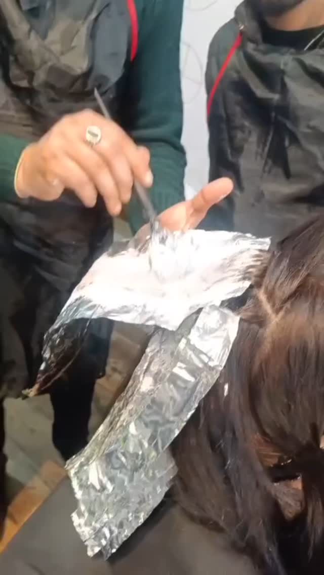 Foil highlights being applied at Brideocity by Tuba
